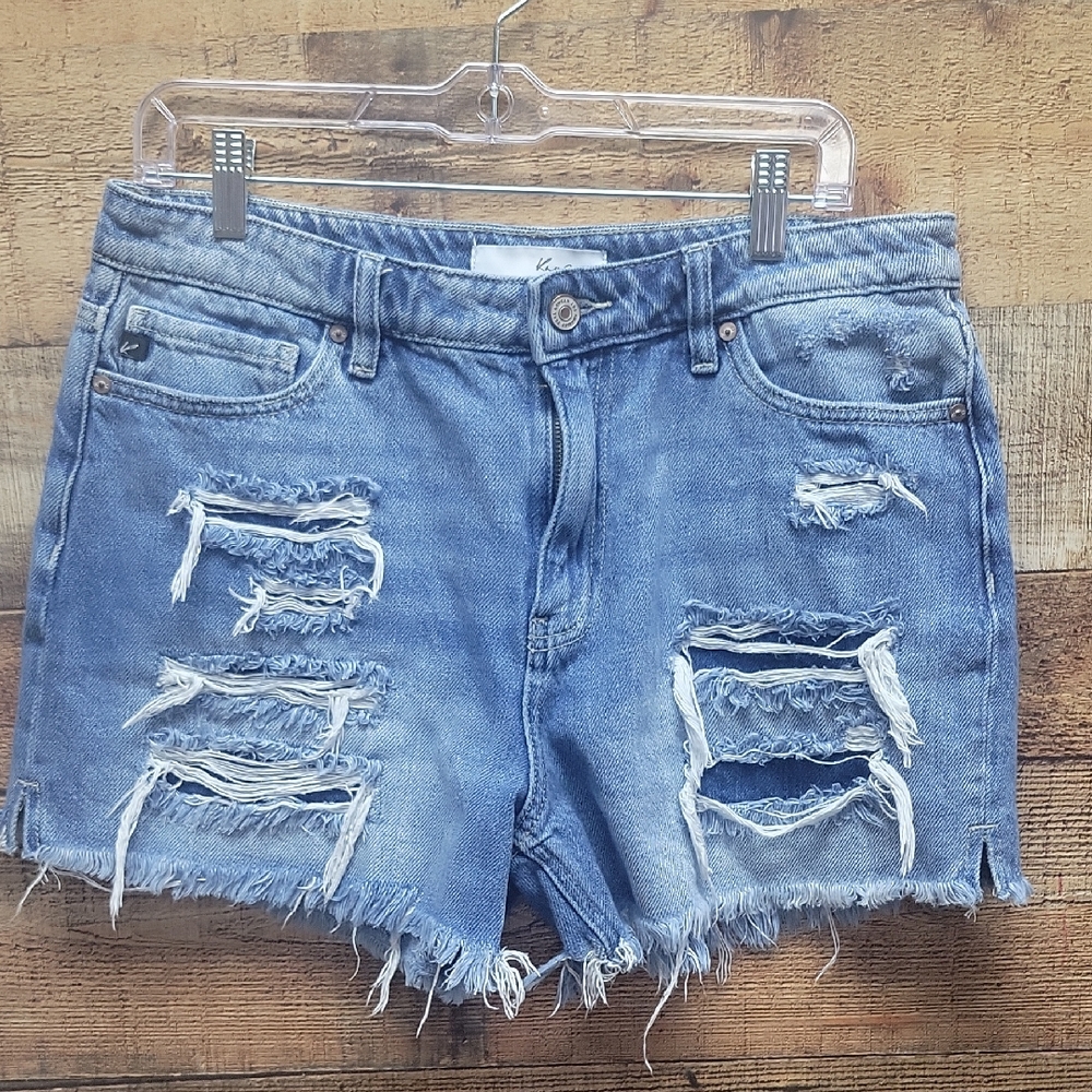 Distressed Blue Denim Shorts